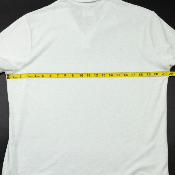 Marine Layer Terry Cloth Stripe Polo Shirt Men's Medium White Green Towel Summer - Picture 11 of 12